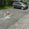Parkeerbeugel model WR 15 Neerklapbare-parkeerbeugel-met-slot wit-rood